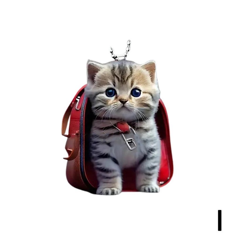 New Acrylic Flat Creative Cat Decorative Pendant for Car Rearview Mirrors and Keys